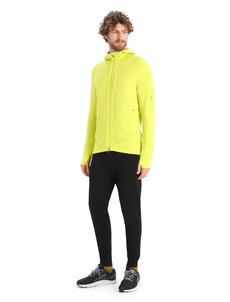 Icebreaker Merino Quantum III Long Sleeve Zip Férfi Kapucnis Pulóver Zöld | HU 1267VRWD